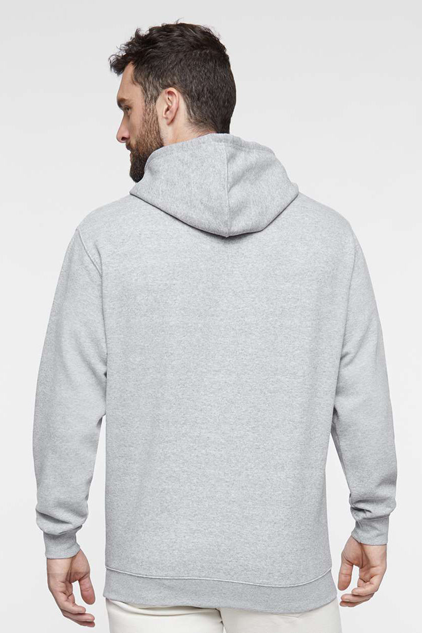 LAT 6926 Mens Elevated Fleece Basic Hooded Sweatshirt Hoodie w/ Pouch Pocket Heather Grey Model Back