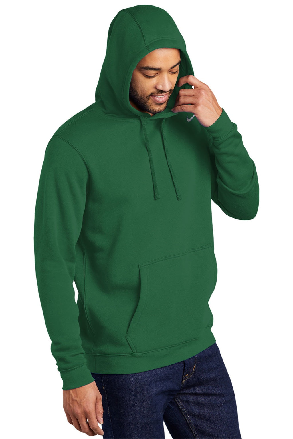 Nike CJ1611 Mens Club Fleece Hooded Sweatshirt Hoodie w/ Pouch Pocket Dark Green Model 3Q