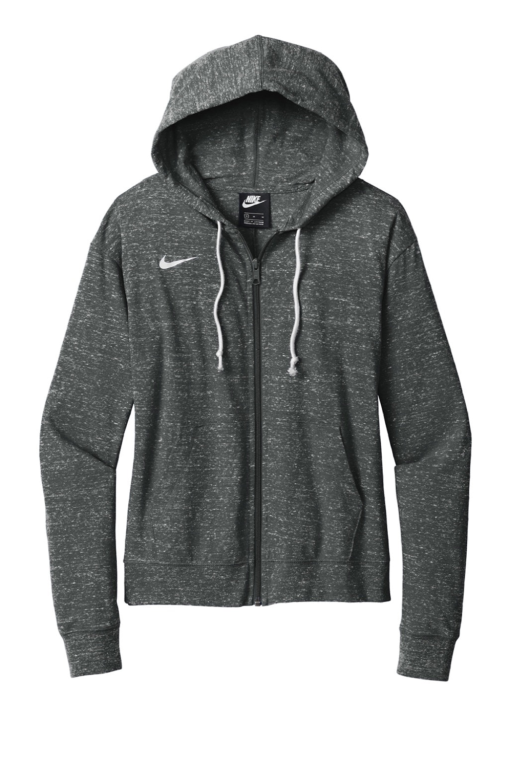 Nike CN9402 Womens Gym Vintage Full Zip Hooded Sweatshirt Hoodie w/ Pockets Team Anthracite Grey Flat Front