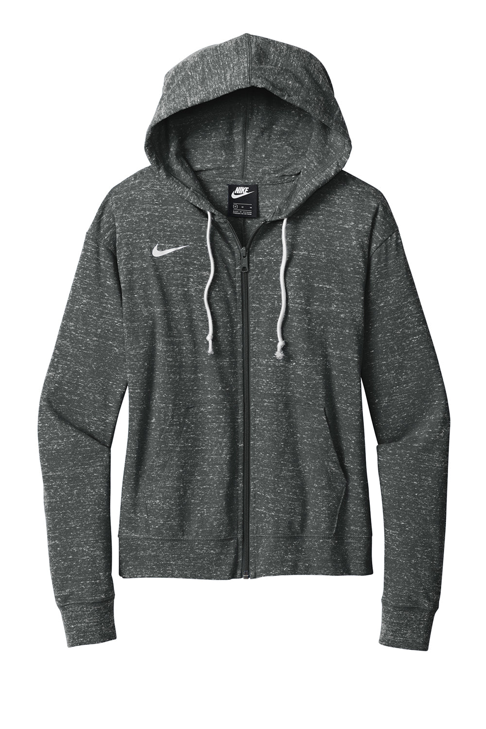 Nike CN9402 Womens Gym Vintage Full Zip Hooded Sweatshirt Hoodie Team Anthracite Grey Flat Front