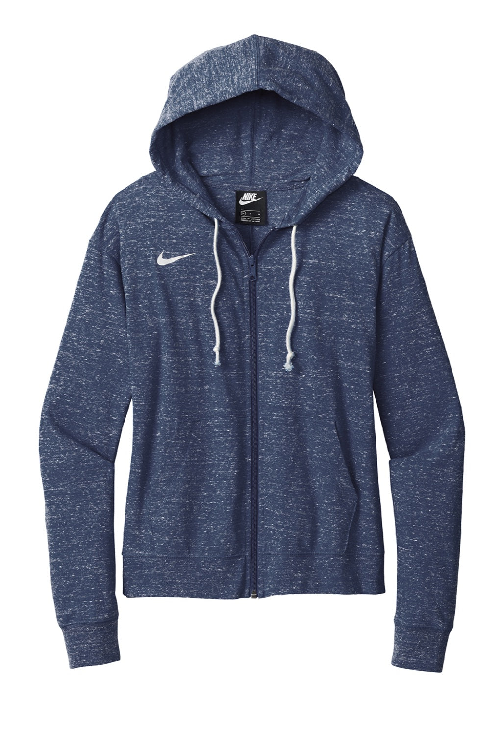 Nike CN9402 Womens Gym Vintage Full Zip Hooded Sweatshirt Hoodie w/ Pockets Team Navy Blue Flat Front