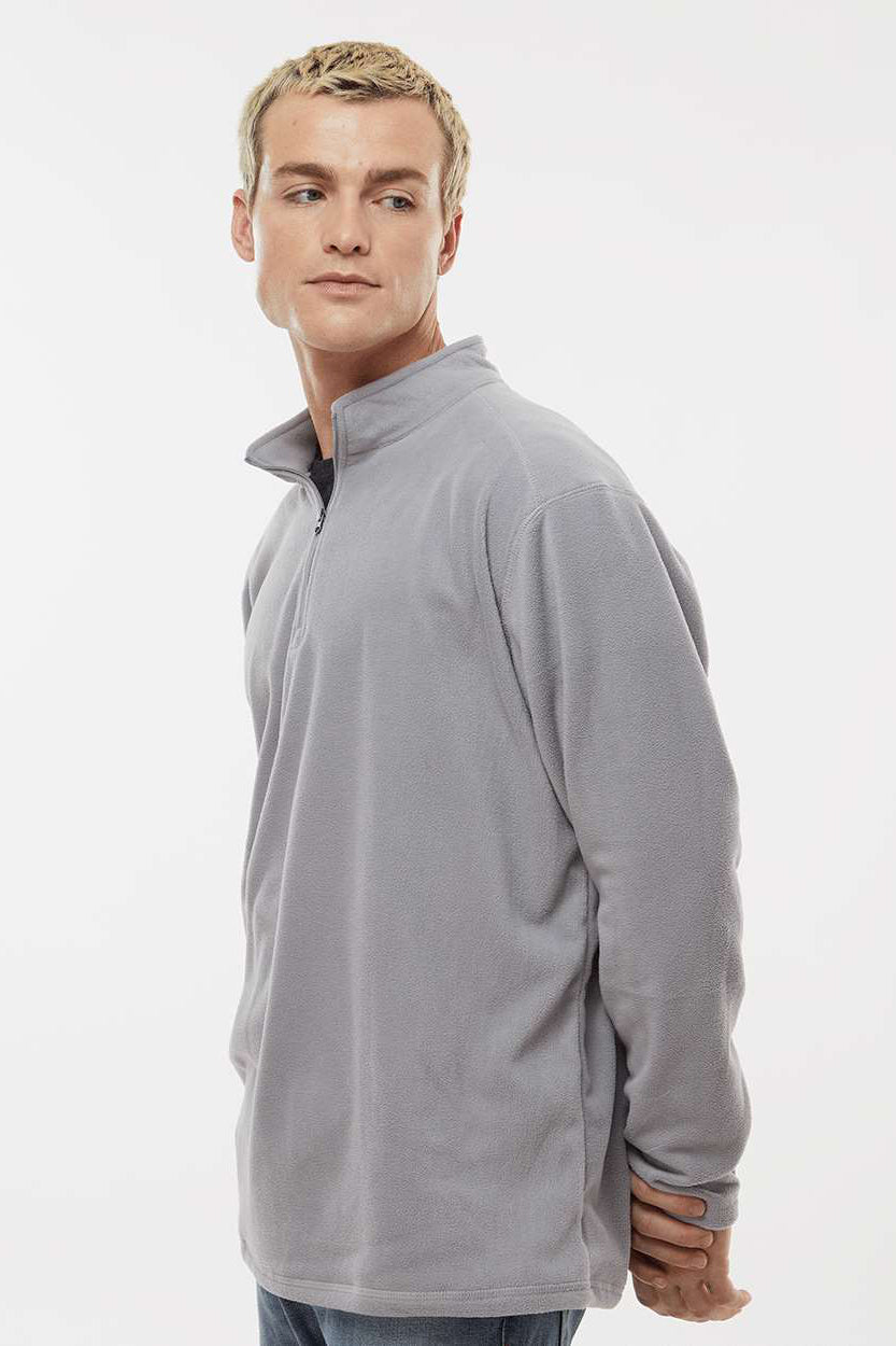 Augusta Sportswear 6863 Mens Eco Revive Micro Lite Fleece 1/4 Zip Pullover Athletic Grey Model Side