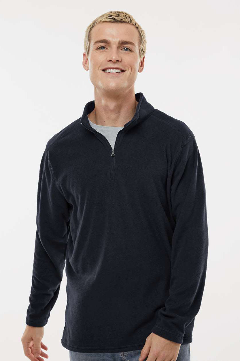 Augusta Sportswear 6863 Mens Eco Revive Micro Lite Fleece 1/4 Zip Sweatshirt Black Model Front