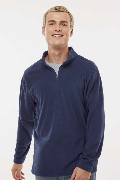 Augusta Sportswear 6863 Mens Eco Revive Micro Lite Fleece 1/4 Zip Sweatshirt Navy Blue Model Front