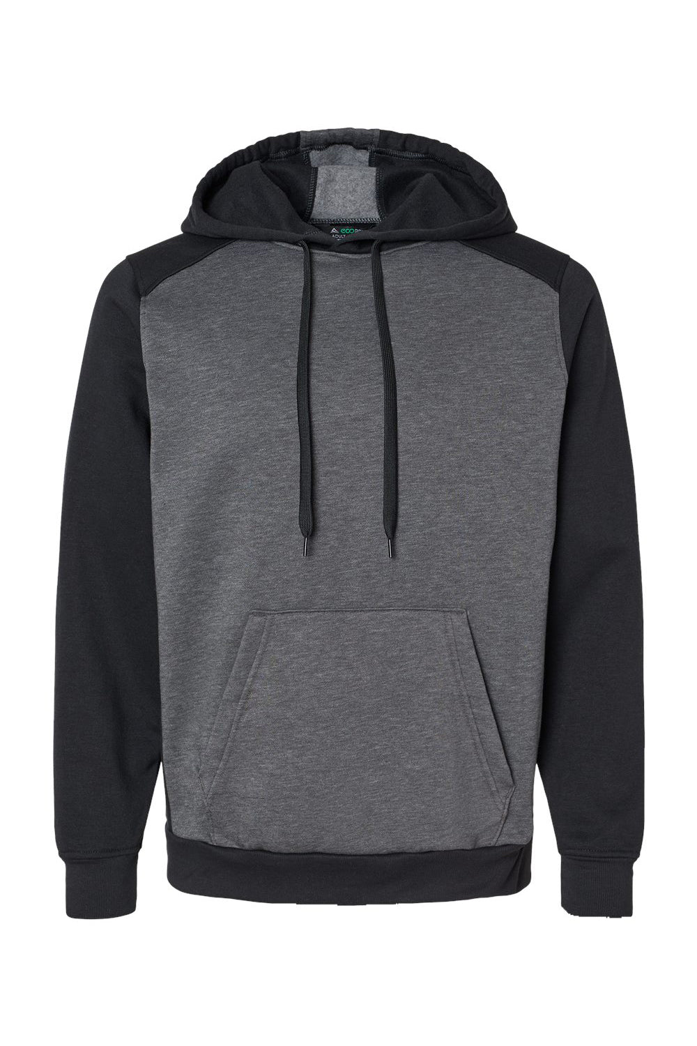Augusta Sportswear 6865 Mens Eco Revive 3 Season Fleece Hooded Sweatshirt Hoodie Heather Carbon Grey/Black Flat Front