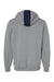 Augusta Sportswear 6865 Mens Eco Revive 3 Season Fleece Hooded Sweatshirt Hoodie w/ Pouch Pocket Navy Blue/Heather Grey Flat Back