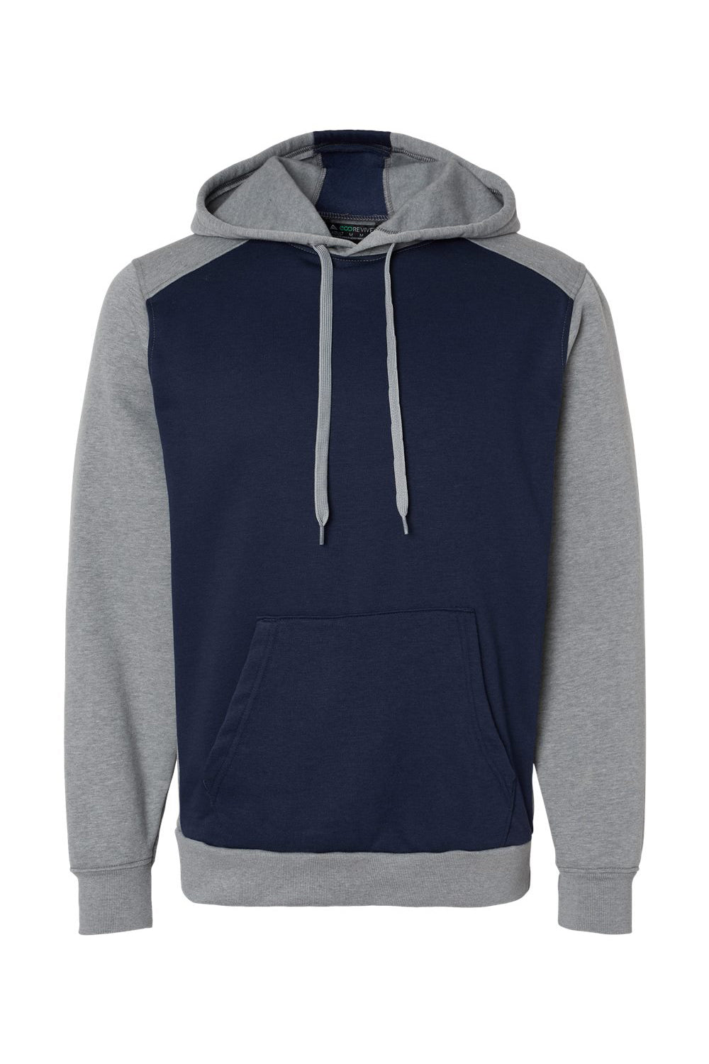 Augusta Sportswear 6865 Mens Eco Revive 3 Season Fleece Hooded Sweatshirt Hoodie Navy Blue/Heather Grey Flat Front