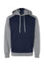 Augusta Sportswear 6865 Mens Eco Revive 3 Season Fleece Hooded Sweatshirt Hoodie w/ Pouch Pocket Navy Blue/Heather Grey Flat Front