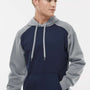 Augusta Sportswear Mens Eco Revive 3 Season Fleece Hooded Sweatshirt Hoodie - Navy Blue/Heather Grey - NEW