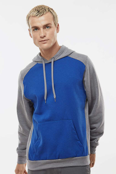 Augusta Sportswear 6865 Mens Eco Revive 3 Season Fleece Hooded Sweatshirt Hoodie Royal Blue/Heather Grey Model Front