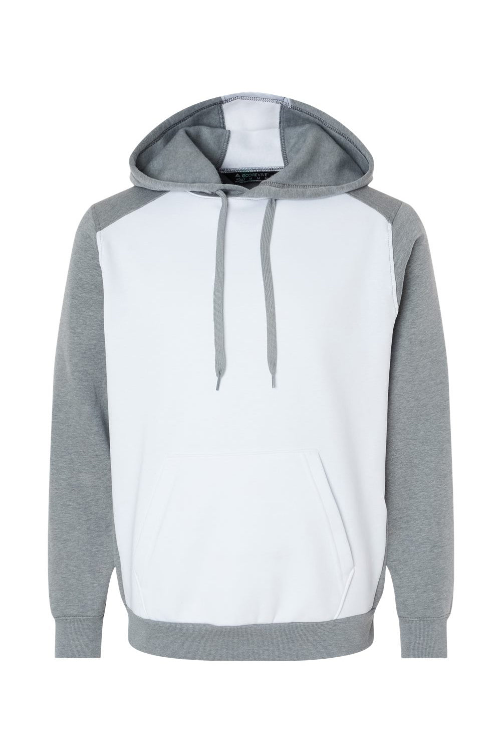 Augusta Sportswear 6865 Mens Eco Revive 3 Season Fleece Hooded Sweatshirt Hoodie White/Heather Grey Flat Front