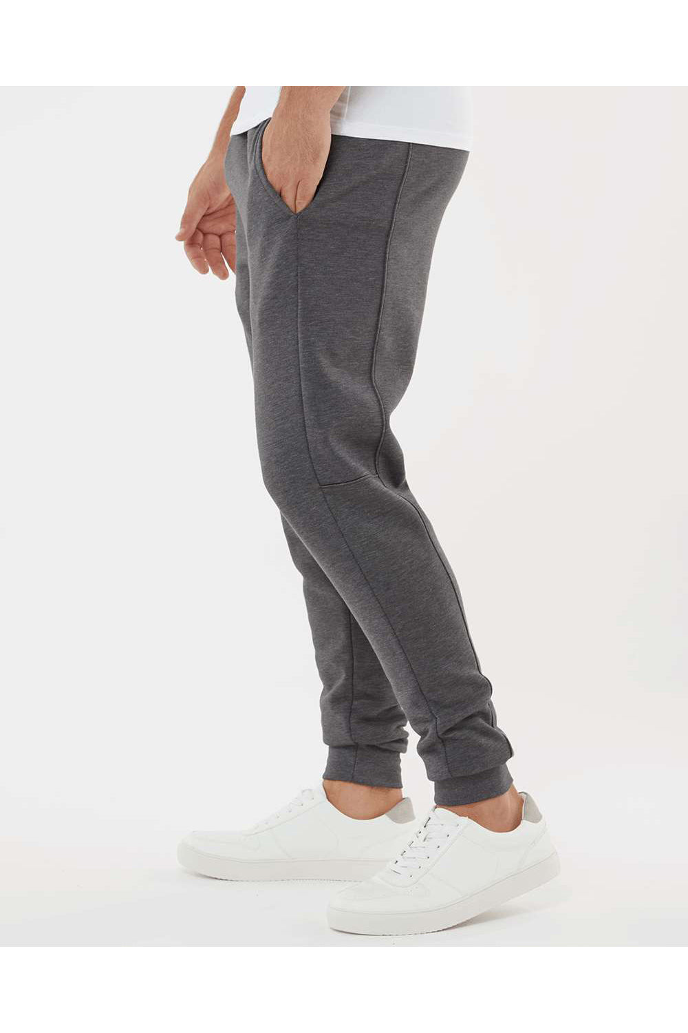 Augusta Sportswear 6868 Mens Eco Revive 3 Season Fleece Jogger Sweatpants w/ Pockets Heather Carbon Grey Model Side