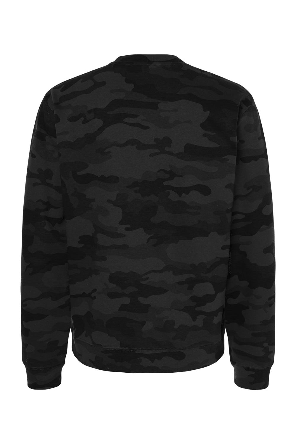 Independent Trading Company SS3000 Mens Crewneck Sweatshirt Black Camo Flat Back