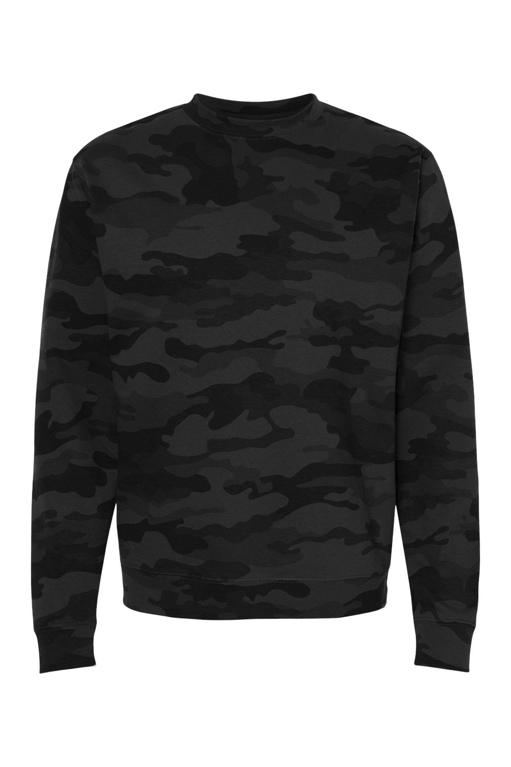 Independent Trading Company SS3000 Mens Crewneck Sweatshirt Black Camo Flat Front