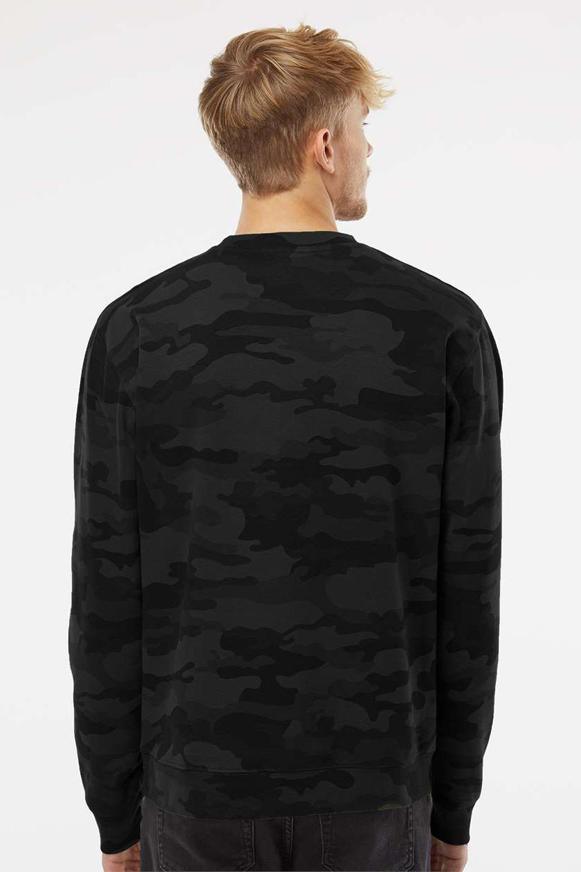 Independent Trading Company SS3000 Mens Crewneck Sweatshirt Black Camo Model Back
