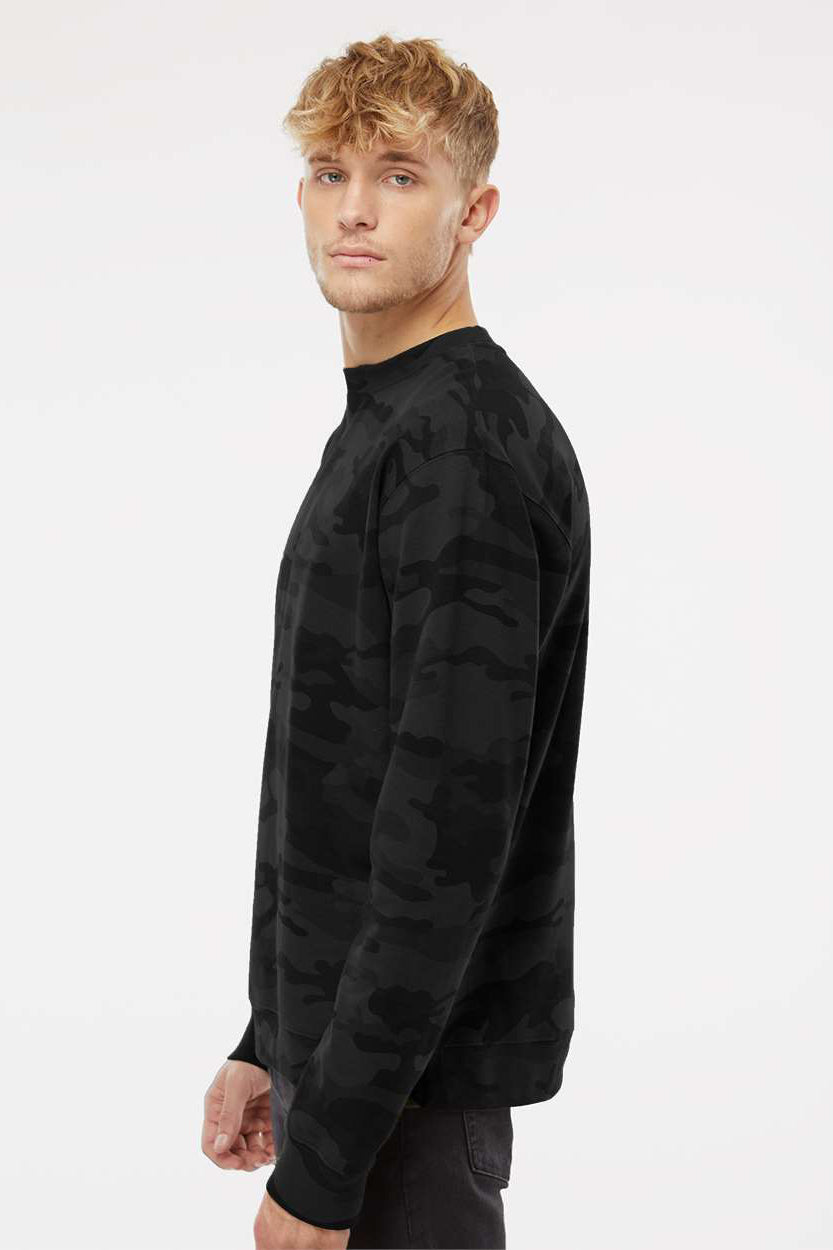 Independent Trading Company SS3000 Mens Crewneck Sweatshirt Black Camo Model Side