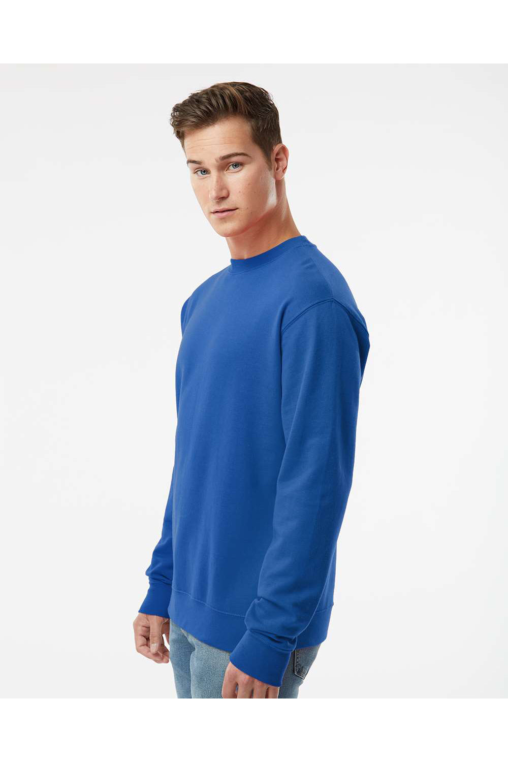 Independent Trading Co. SS3000 Mens Crewneck Sweatshirt Royal Blue Model Side