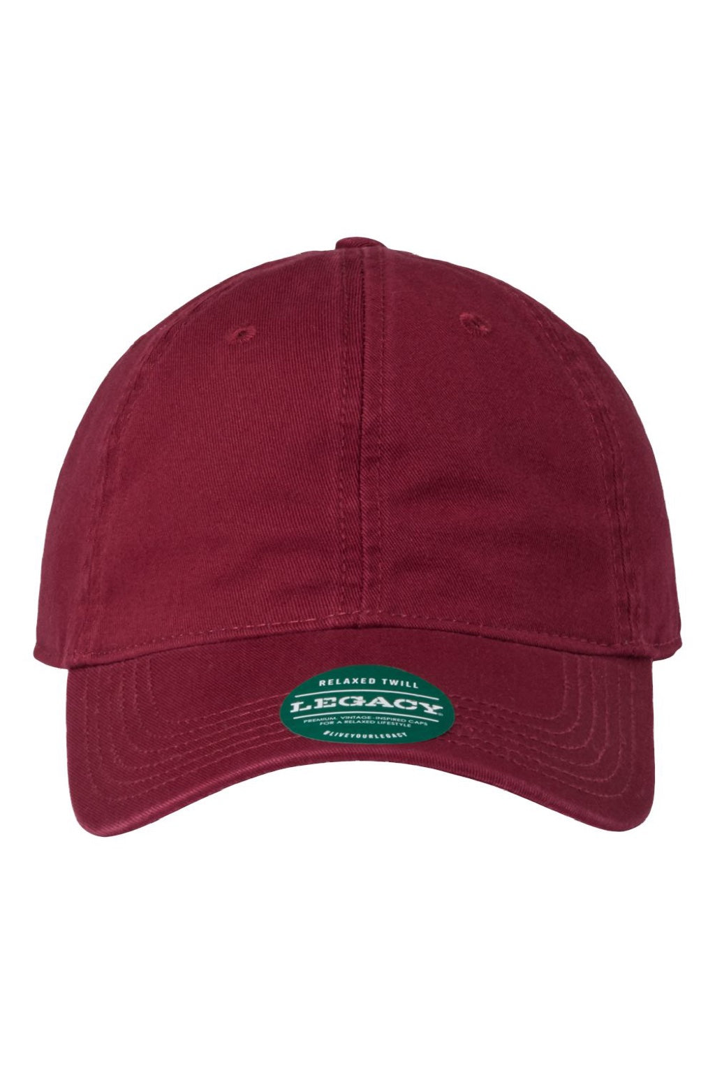 Legacy Hats EZA Mens Relaxed Twill Adjustable Dad Hat Burgundy Flat Front