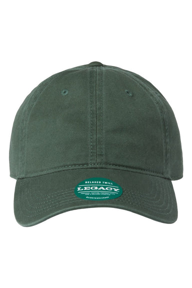 Legacy Hats EZA Mens Relaxed Twill Adjustable Dad Hat Dark Green Flat Front
