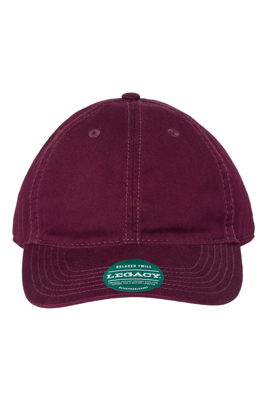 Legacy Hats EZA Mens Relaxed Twill Adjustable Dad Hat Maroon Flat Front