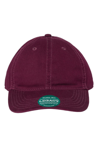 Legacy Hats EZA Mens Relaxed Twill Adjustable Dad Hat Maroon Flat Front