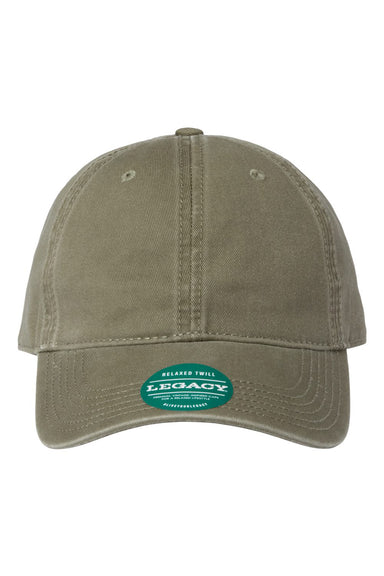 Legacy EZA Mens Relaxed Twill Dad Hat Moss Green Flat Front