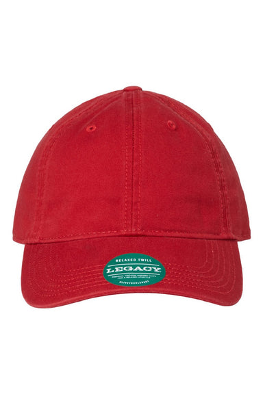 Legacy Hats EZA Mens Relaxed Twill Adjustable Dad Hat Scarlet Red Flat Front