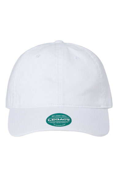Legacy Hats EZA Mens Relaxed Twill Adjustable Dad Hat White Flat Front