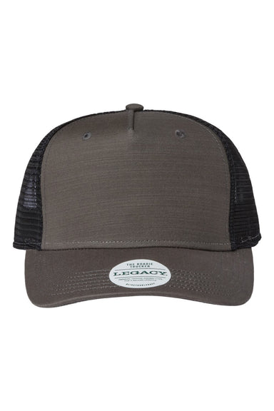 Legacy Hats ROADIE Mens 5 Panel Trucker Snapback Hat Charcoal Slub/Black Flat Front