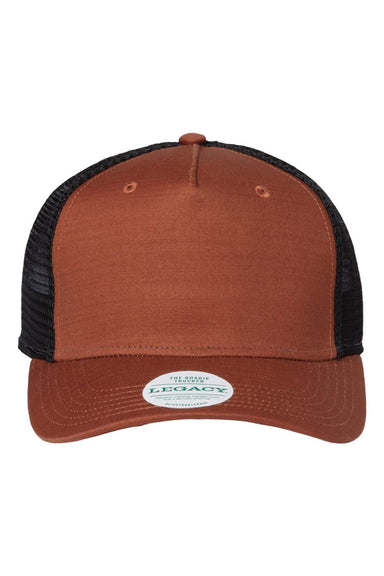 Legacy Hats ROADIE Mens 5 Panel Trucker Snapback Hat Copper Slub/Black Flat Front