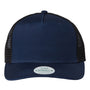 Legacy Hats Mens 5 Panel Trucker Snapback Hat - Navy Blue Slub/Black