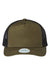 Legacy Hats ROADIE Mens 5 Panel Trucker Snapback Hat Olive Green Slub/Black Flat Front