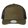 Legacy Hats Mens 5 Panel Trucker Snapback Hat - Olive Green Slub/Black