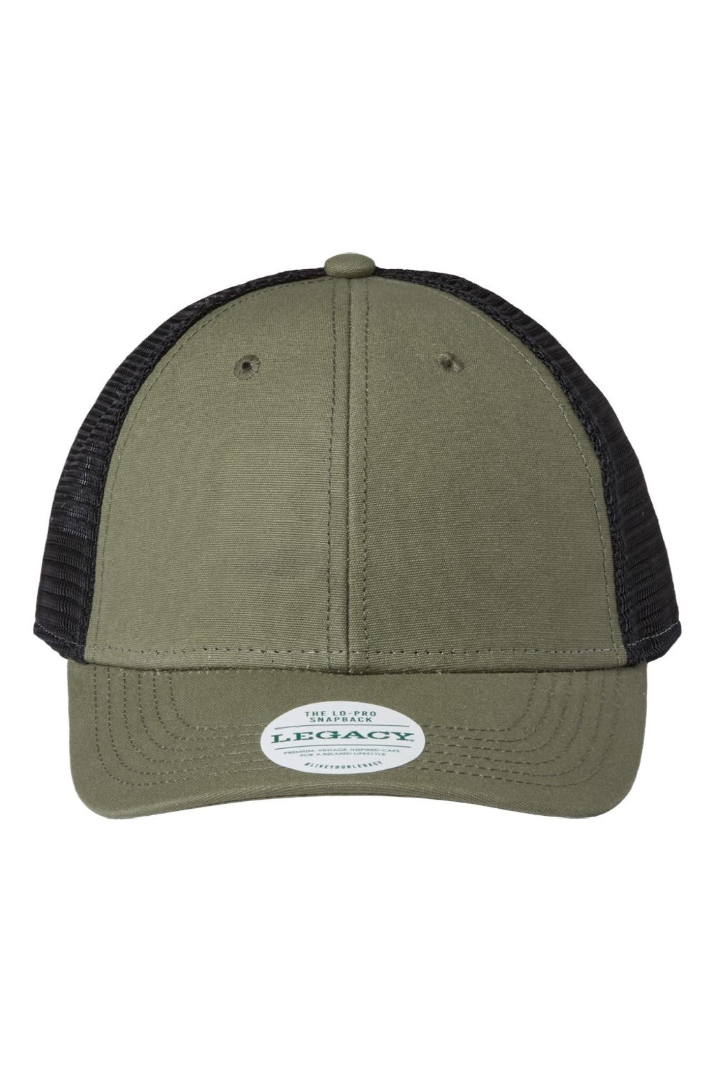 Legacy Hats LPS Mens Lo Pro Snapback Trucker Hat Olive Green/Black Flat Front