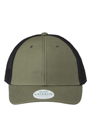 Legacy Hats LPS Mens Lo Pro Snapback Trucker Hat Olive Green/Black Flat Front