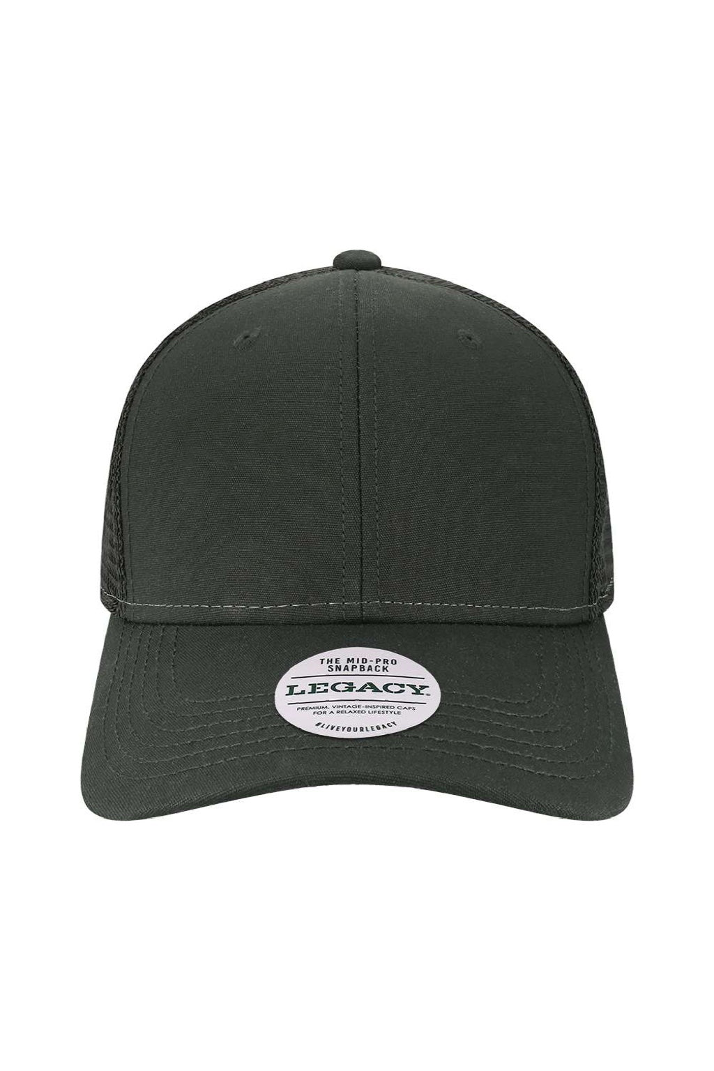 Legacy Hats MPS Mens Mid Pro Snapback Trucker Hat Black Flat Front