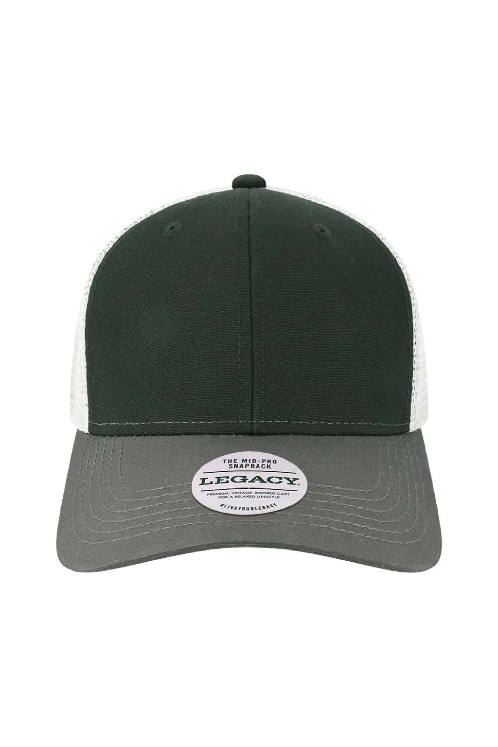 Legacy Hats MPS Mens Mid Pro Snapback Trucker Hat Black/Dark Grey/Silver Grey Flat Front