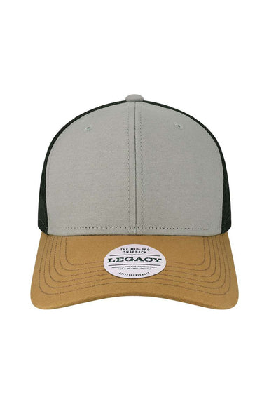 Legacy Hats MPS Mens Mid Pro Snapback Trucker Hat Grey/Caramel/Black Flat Front