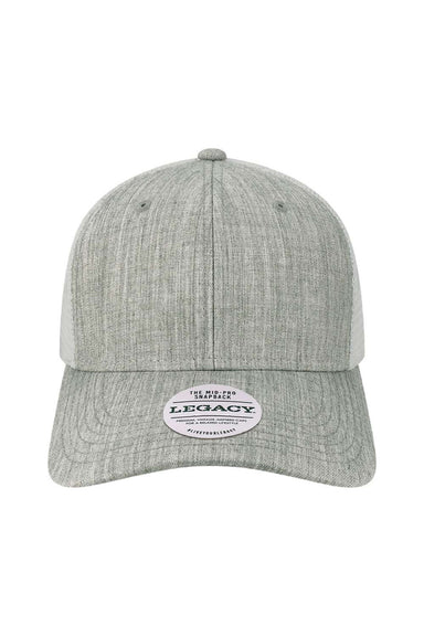 Legacy Hats MPS Mens Mid Pro Snapback Trucker Hat Melange Grey/White Flat Front