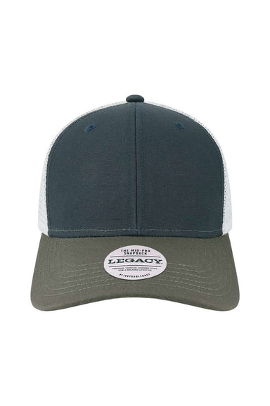 Legacy Hats MPS Mens Mid Pro Snapback Trucker Hat Navy Blue/Dark Grey/Silver Grey Flat Front