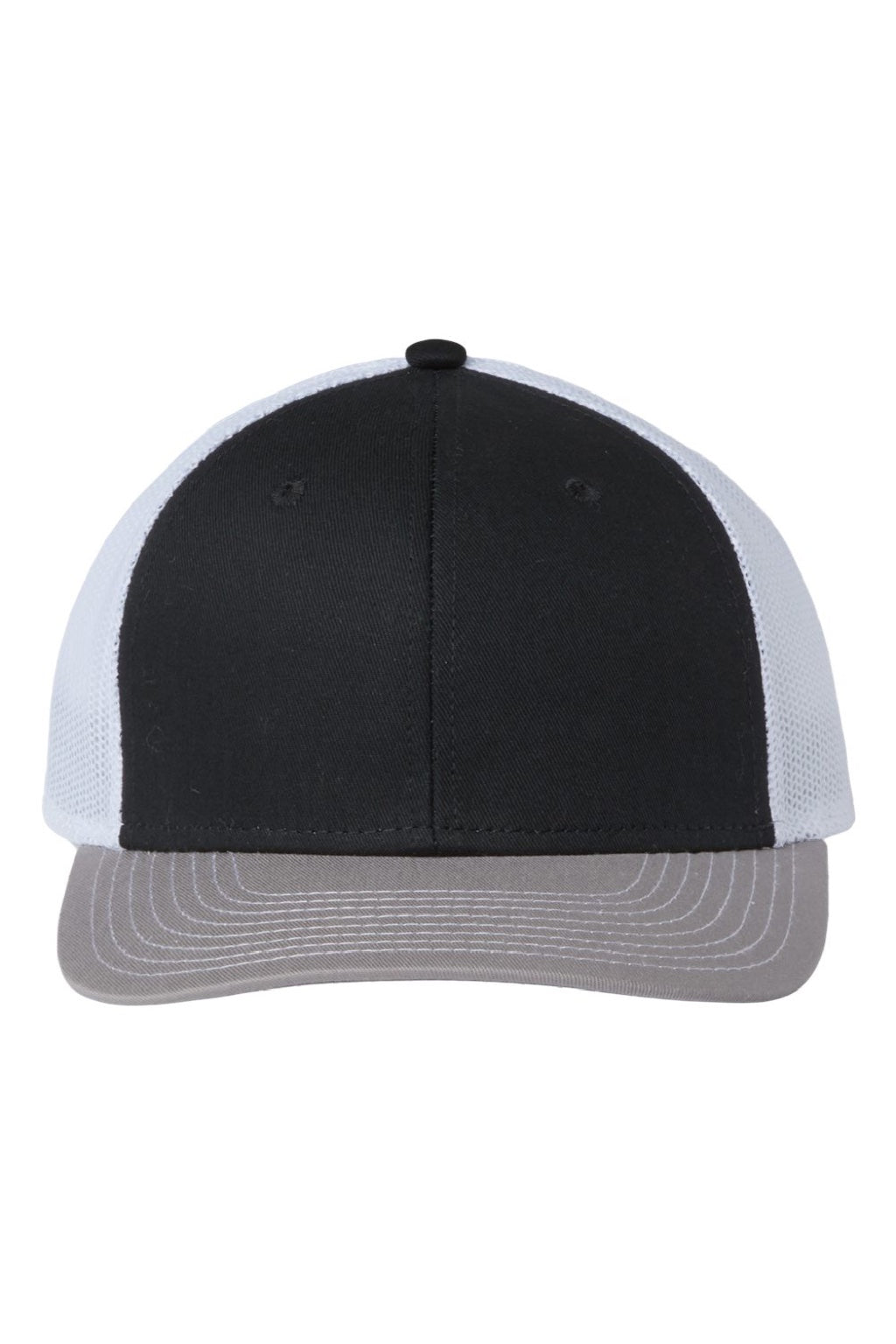 The Game Hats GB452E Mens Everyday Snapback Trucker Hat Black/Grey/White Flat Front