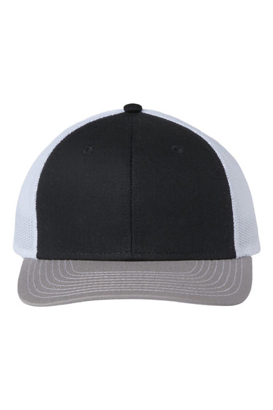 The Game Hats GB452E Mens Everyday Snapback Trucker Hat Black/Grey/White Flat Front