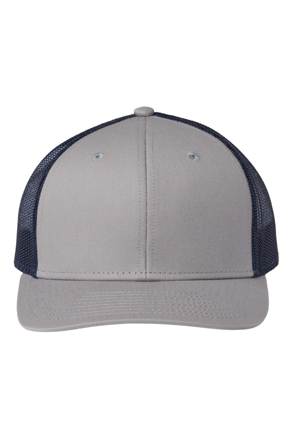 The Game GB452E Mens Everyday Trucker Hat Grey/Navy Blue Flat Front