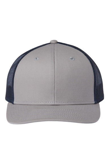 The Game GB452E Mens Everyday Trucker Hat Grey/Navy Blue Flat Front