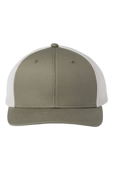 The Game GB452E Mens Everyday Trucker Hat Light Olive Green/Stone Flat Front