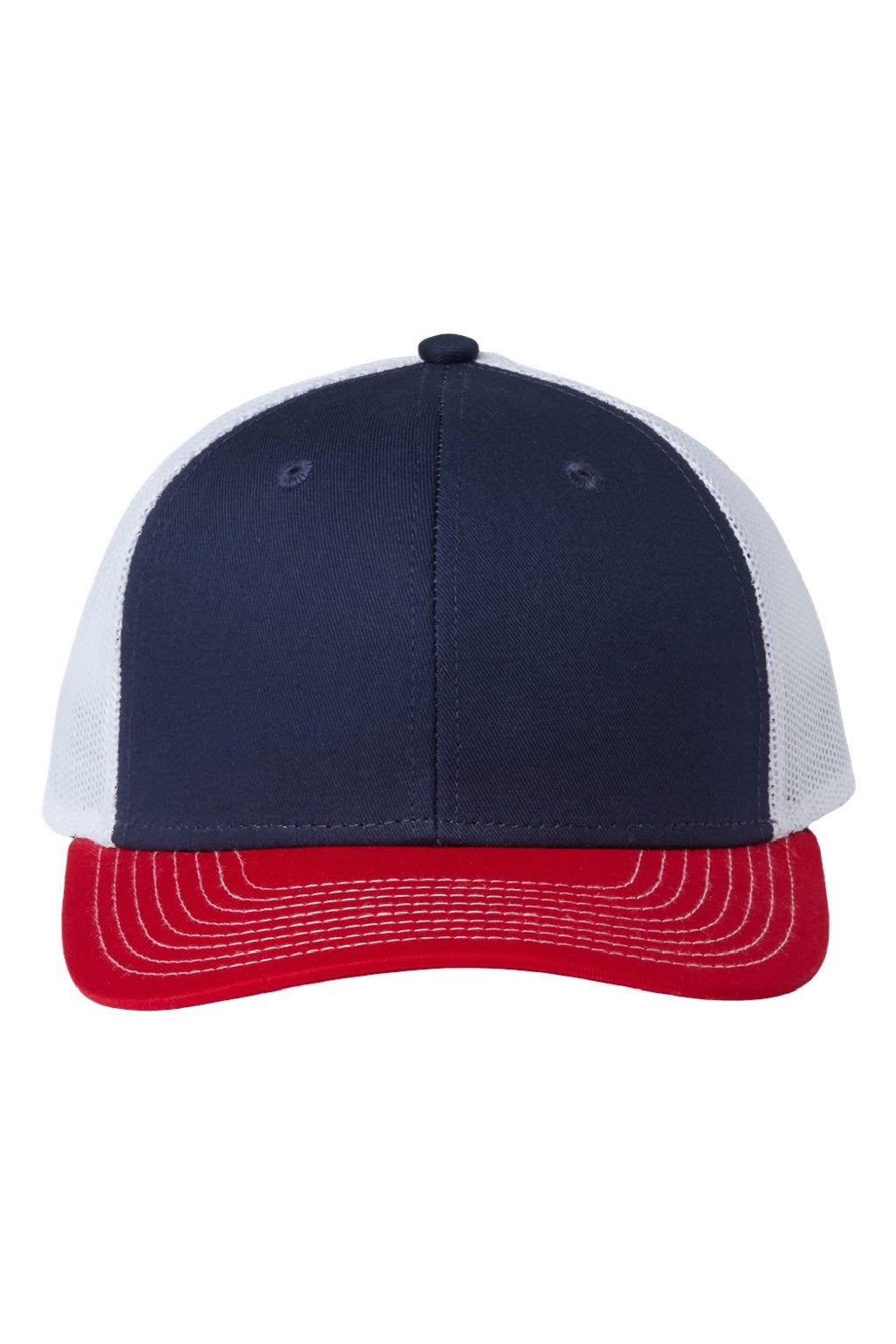 The Game Hats GB452E Mens Everyday Snapback Trucker Hat Navy Blue/Red/White Flat Front