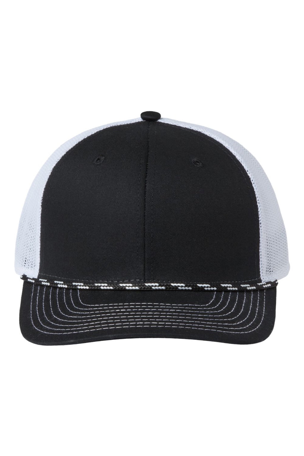 The Game Hats GB452R Mens Everyday Rope Snapback Trucker Hat Black/White Flat Front