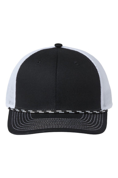 The Game Hats GB452R Mens Everyday Rope Snapback Trucker Hat Black/White Flat Front