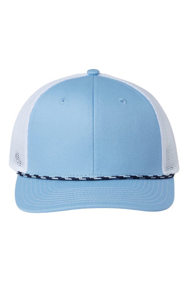 The Game GB452R Mens Everyday Rope Trucker Hat Columbia Blue/White Flat Front