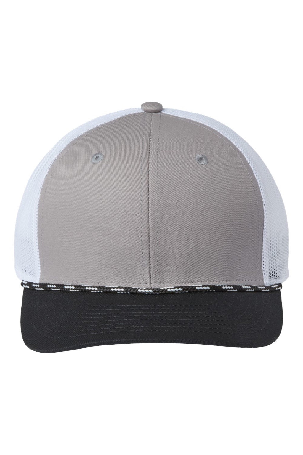The Game Hats GB452R Mens Everyday Rope Snapback Trucker Hat Light Grey/Black Flat Front